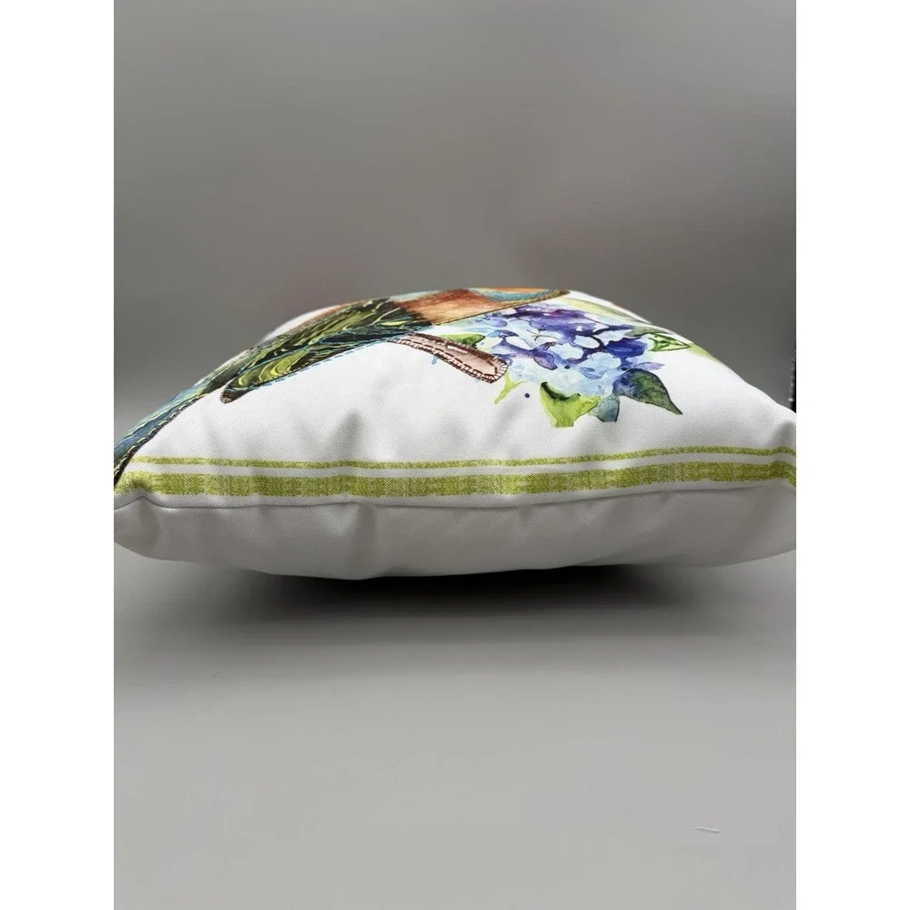 Pretty Birdie Embroidered Bird Floral Throw Pillow 17x17 Cottagecore Roses